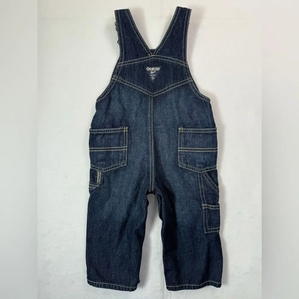 OSHKOSH B'GOSH Baby Dark Wash Carpenter Style Western World's Best Overalls 12M